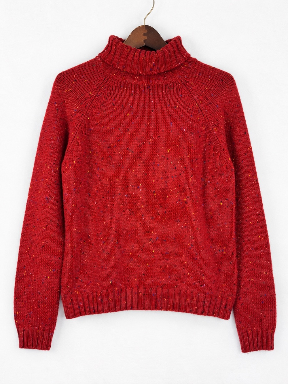 Vintage 90s Red Donegal Fleck Turtleneck Sweater M Casual Options